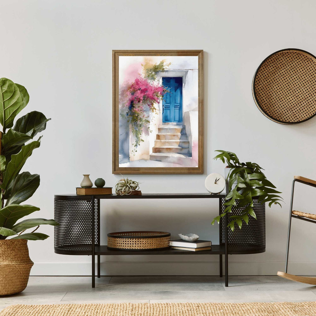 Blue Door Wall Art – Mediterranean Living Room Print