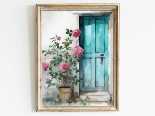 Turquoise Door Wall Art – Architecture Nursery Print