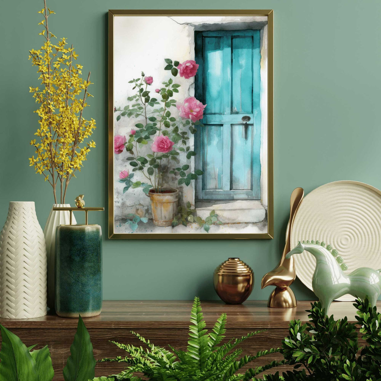Turquoise Door Wall Art – Architecture Nursery Print