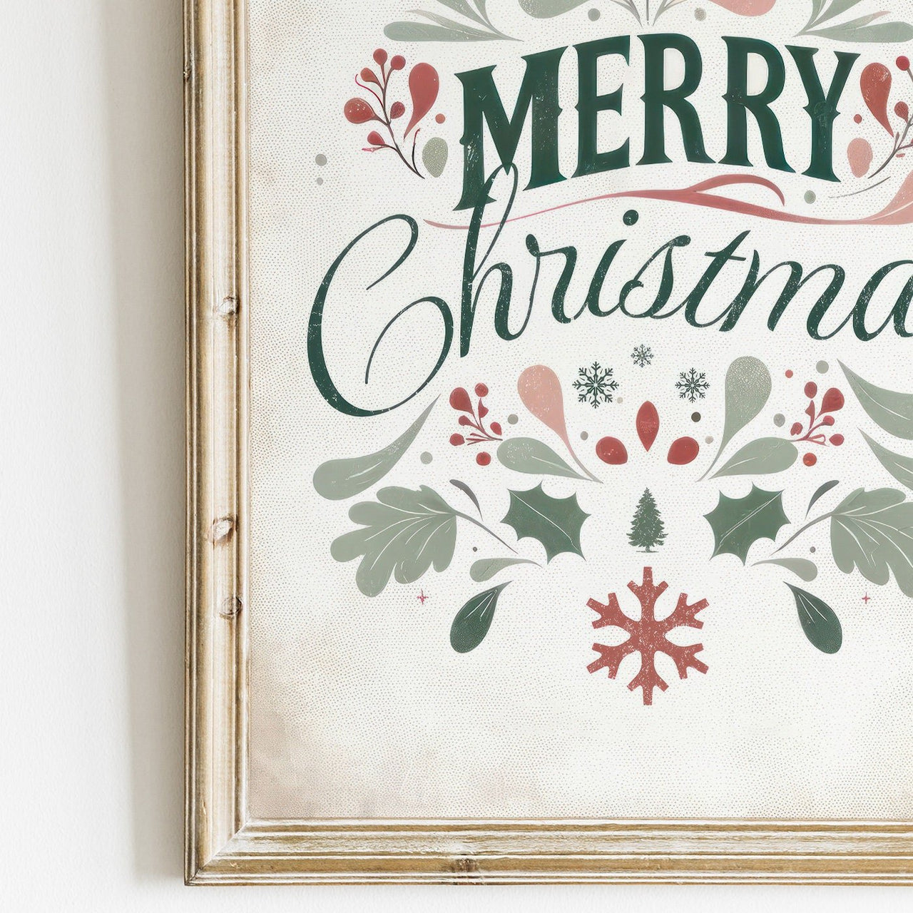 Merry Christmas Wall Art – Holiday Living Room Print