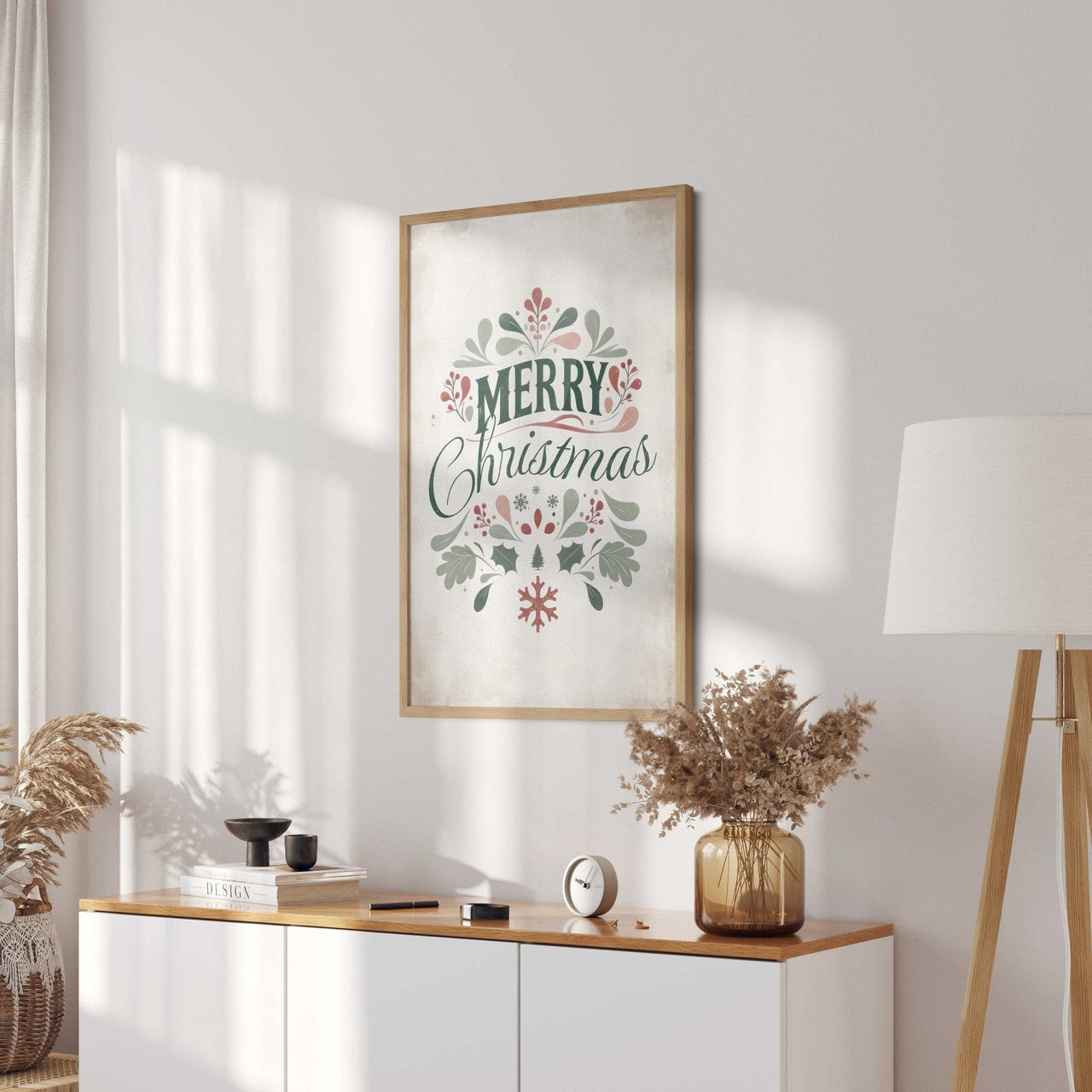 Merry Christmas Wall Art – Holiday Living Room Print