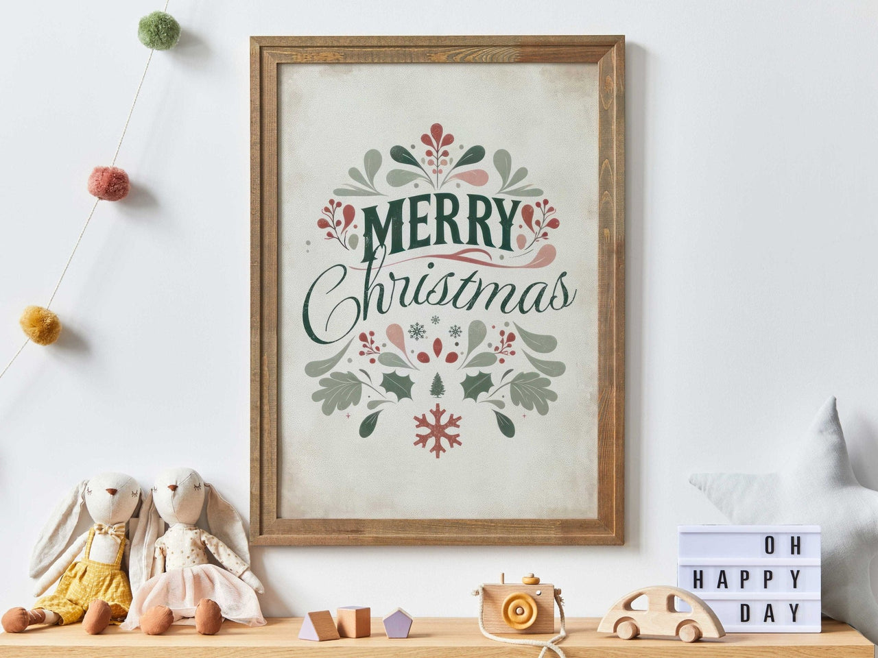 Merry Christmas Wall Art – Holiday Living Room Print
