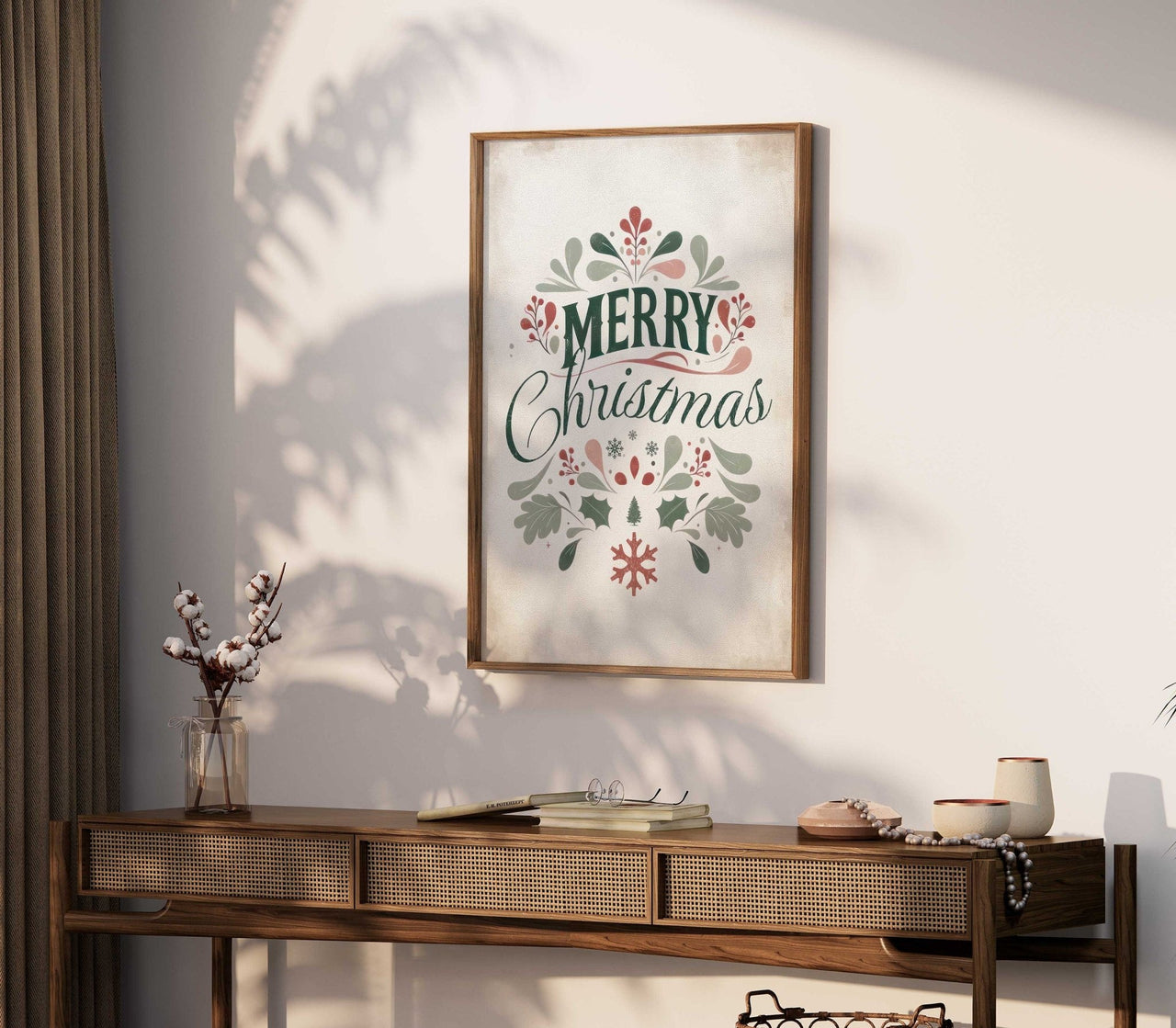 Merry Christmas Wall Art – Holiday Living Room Print