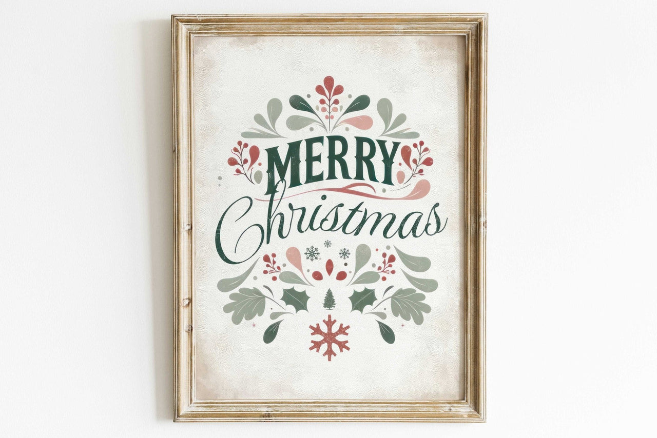 Merry Christmas Wall Art – Holiday Living Room Print