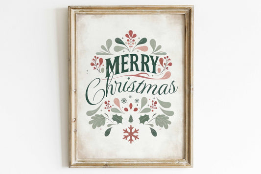 Merry Christmas Wall Art – Holiday Living Room Print