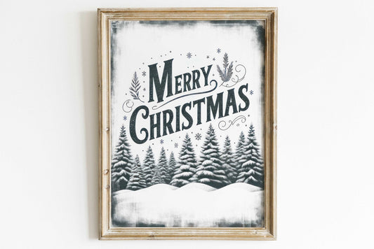 Merry Christmas Wall Art – Holiday Nursery Print
