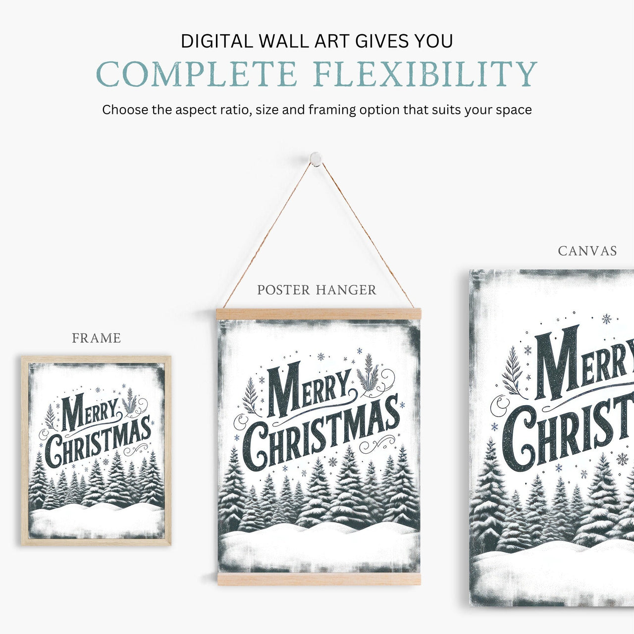 Merry Christmas Wall Art – Holiday Nursery Print