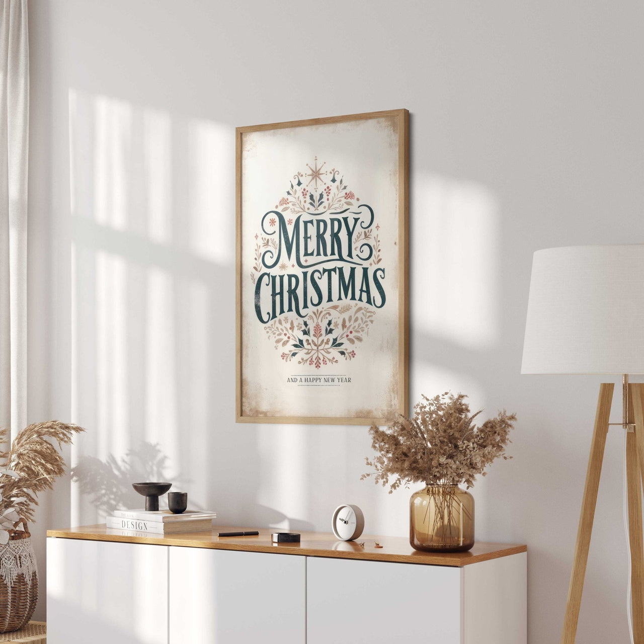 Merry Christmas Wall Art – Holiday Living Room Print