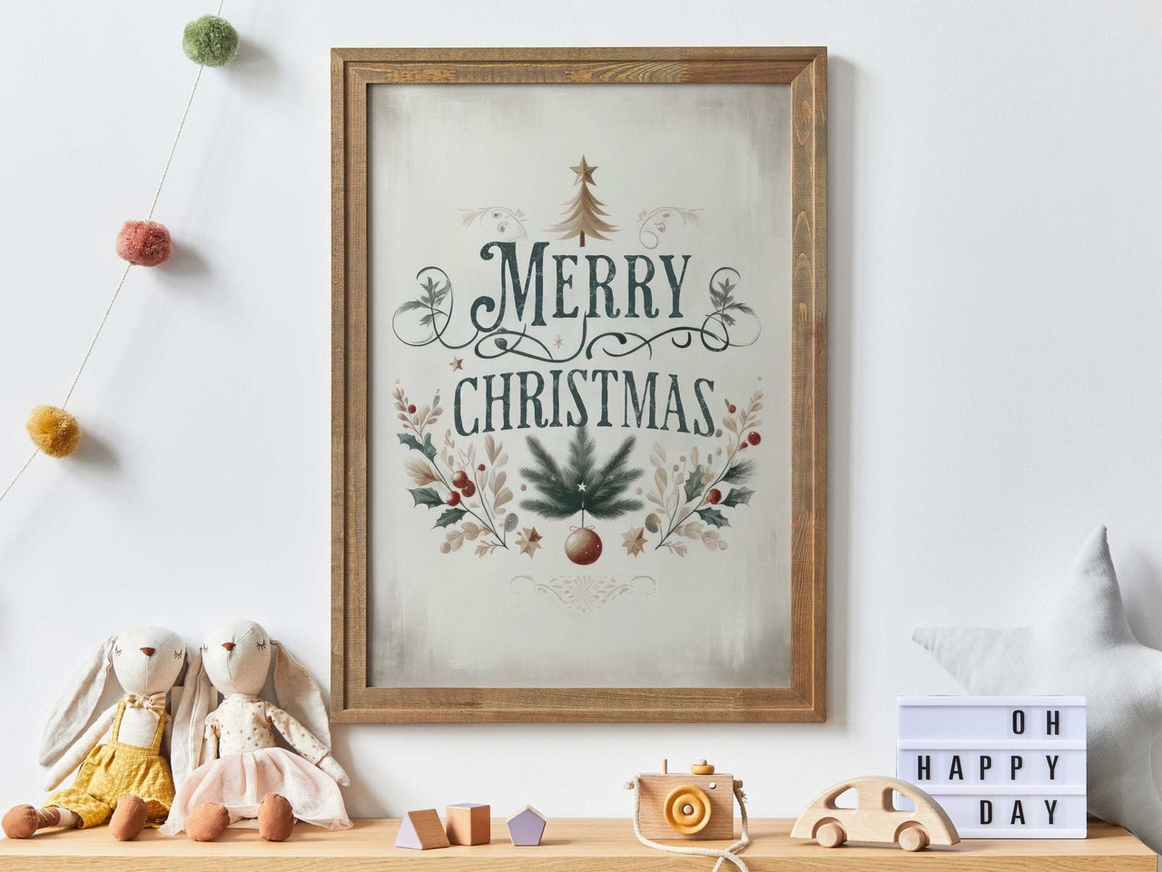 Merry Christmas Wall Art – Holiday Living Room Print