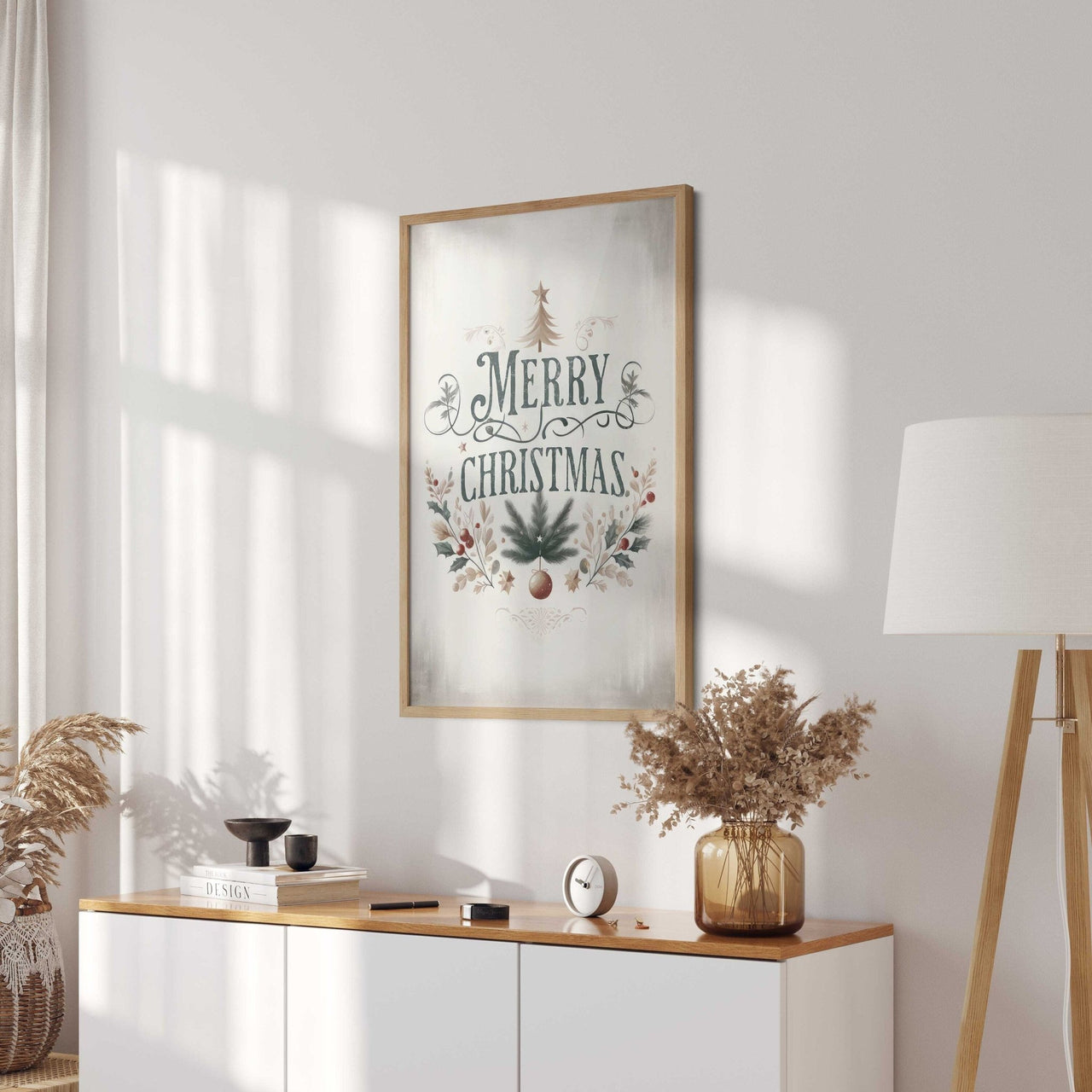 Merry Christmas Wall Art – Holiday Living Room Print