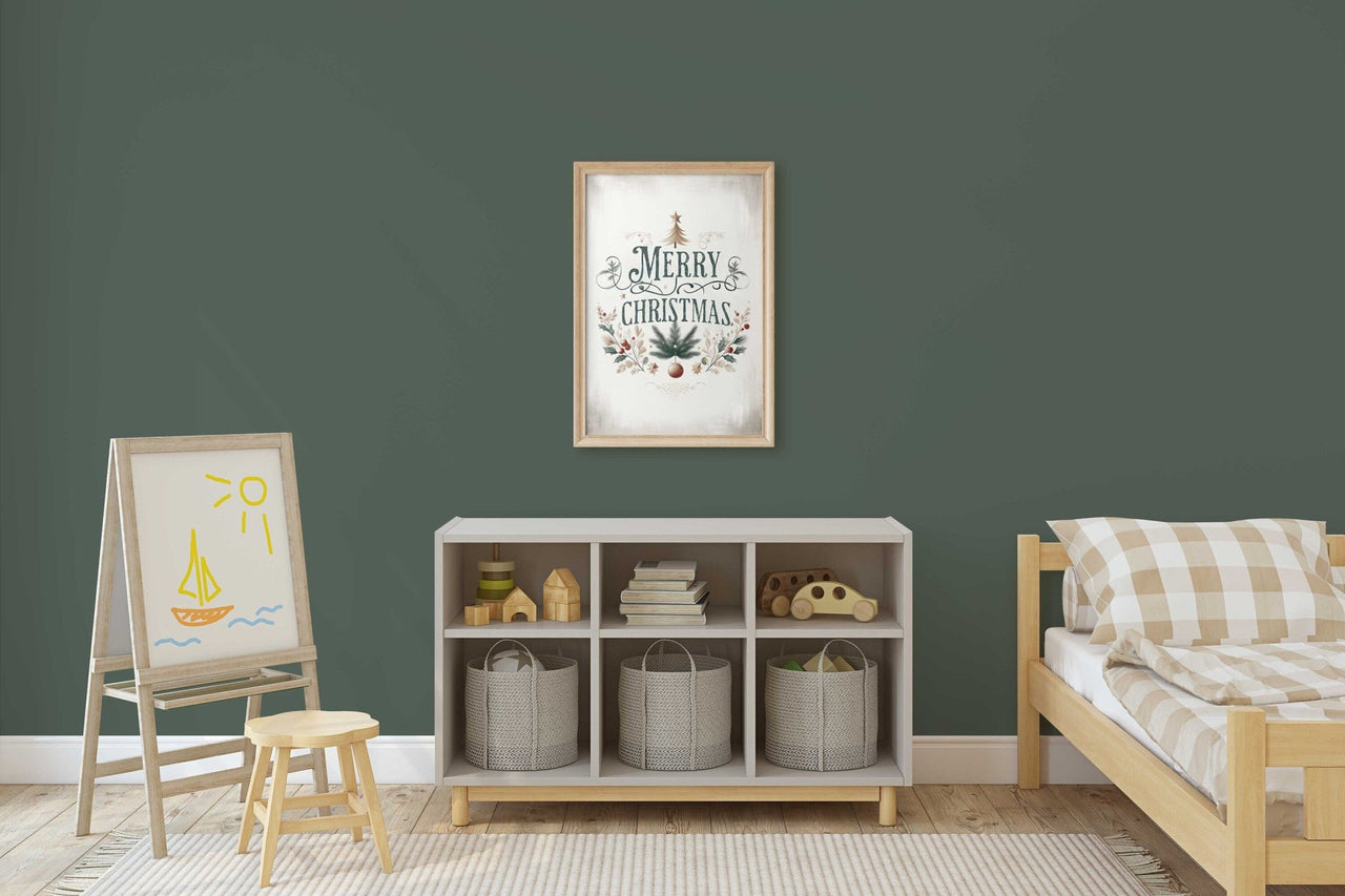 Merry Christmas Wall Art – Holiday Living Room Print