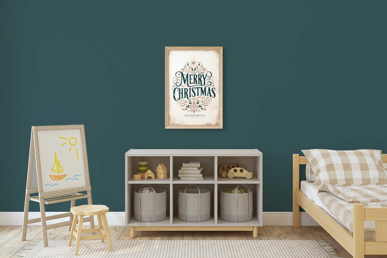 Merry Christmas Wall Art – Holiday Living Room Print