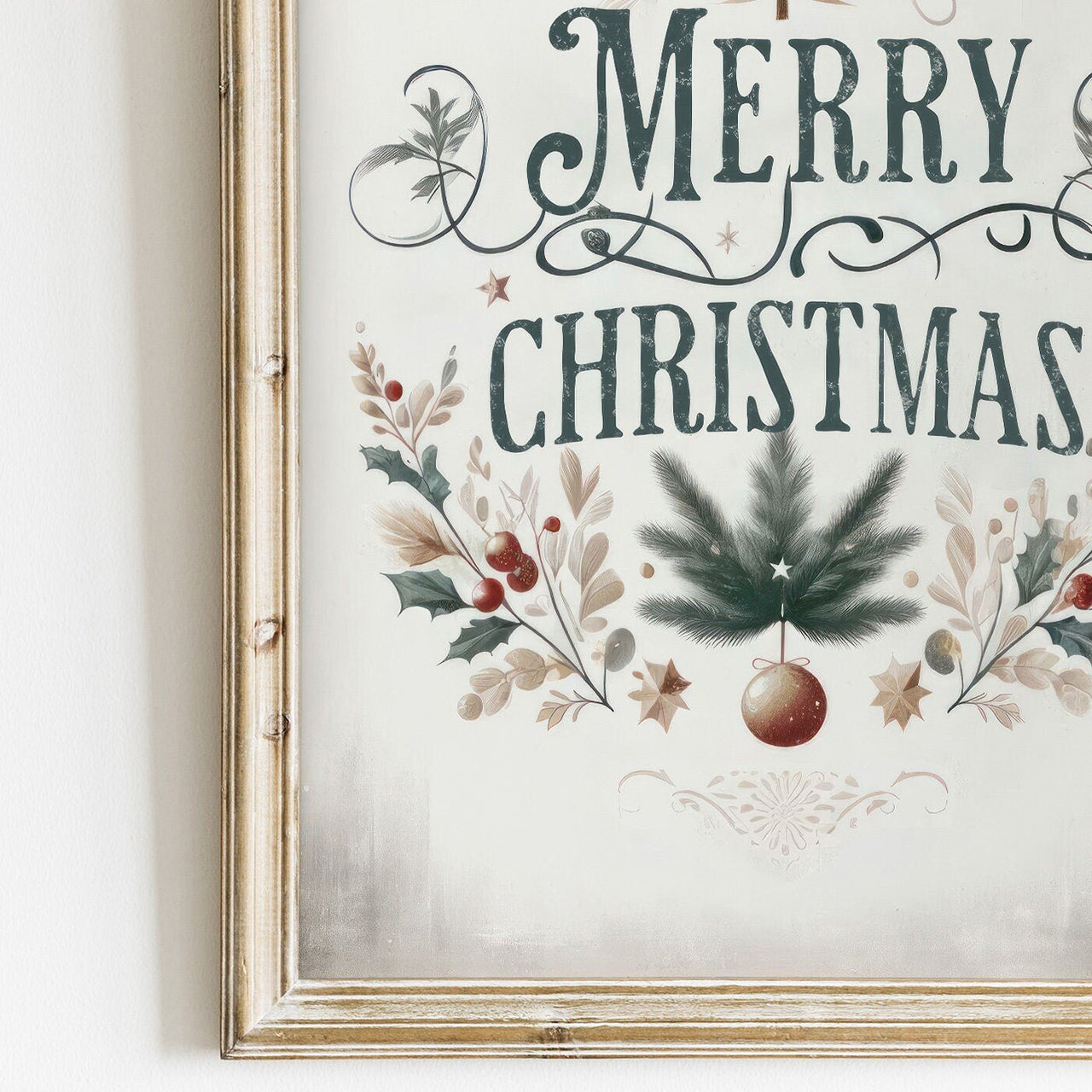 Merry Christmas Wall Art – Holiday Living Room Print