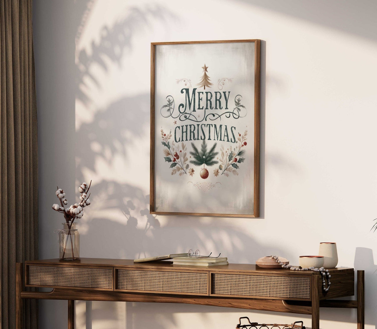 Merry Christmas Wall Art – Holiday Living Room Print