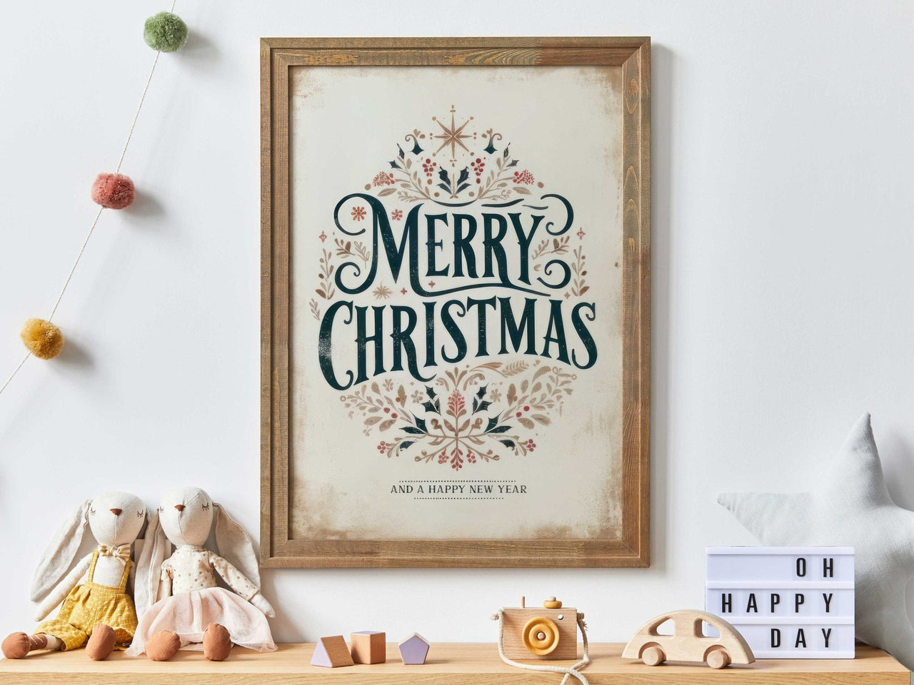 Merry Christmas Wall Art – Holiday Living Room Print