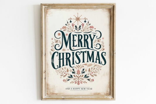Merry Christmas Wall Art – Holiday Living Room Print