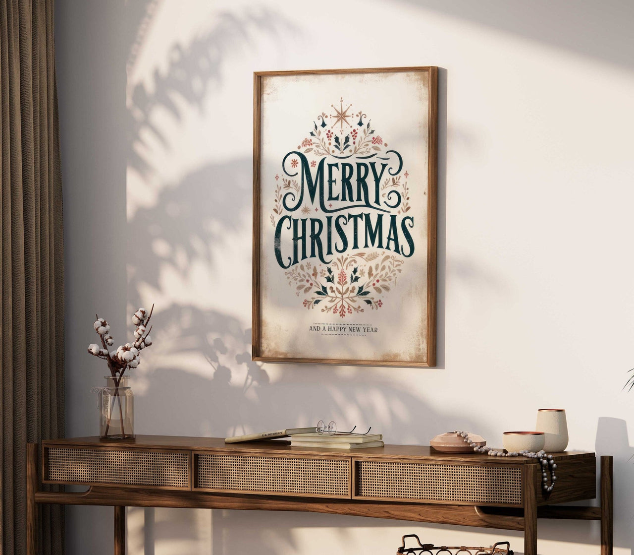 Merry Christmas Wall Art – Holiday Living Room Print