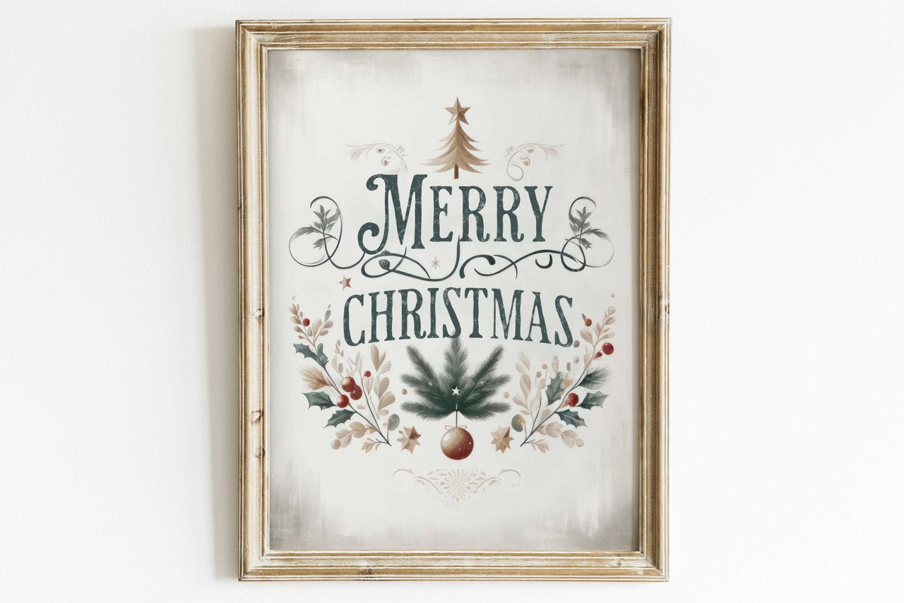 Merry Christmas Wall Art – Holiday Living Room Print