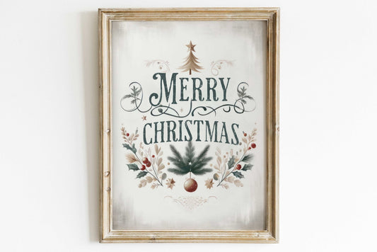 Merry Christmas Wall Art – Holiday Living Room Print