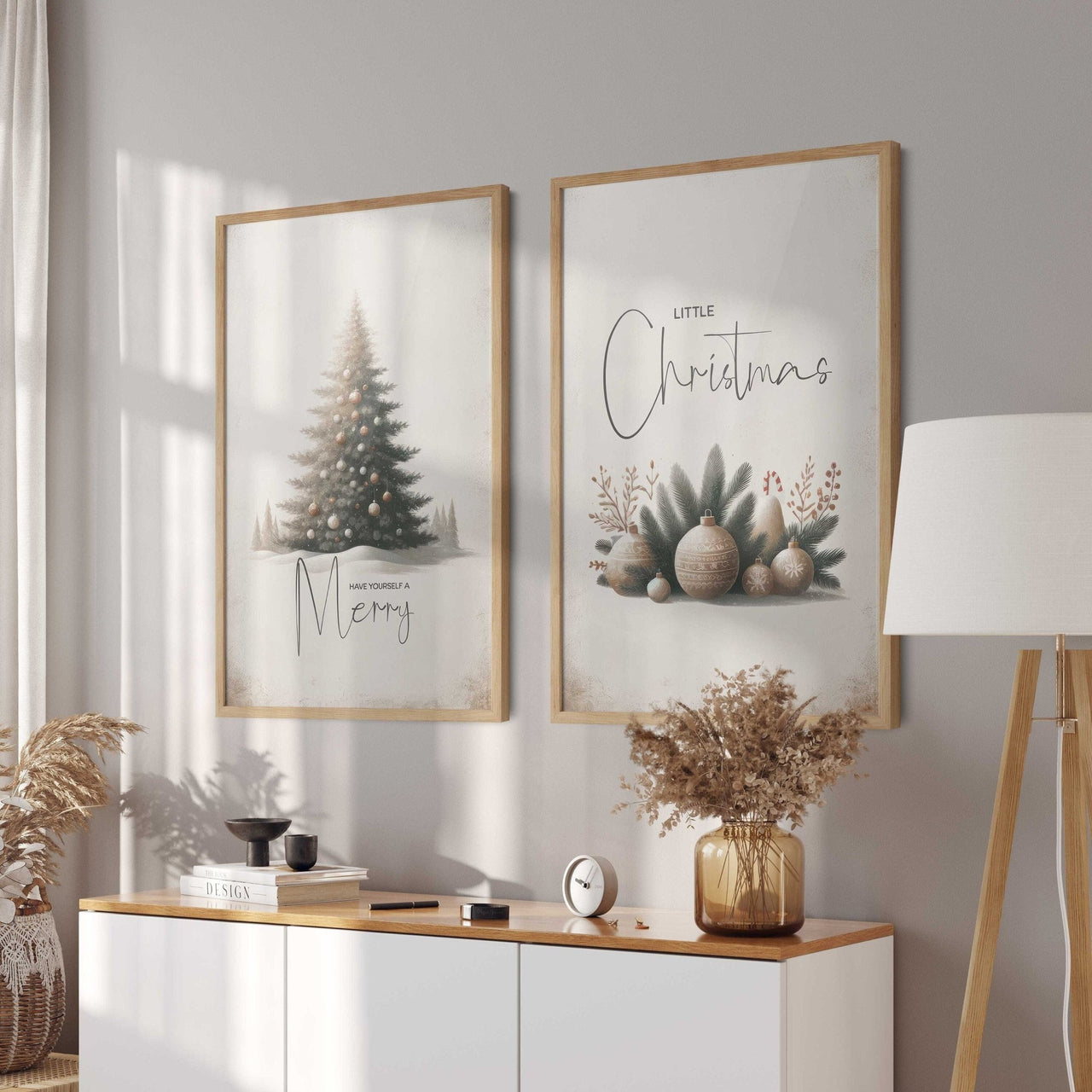 Christmas Tree Print – Holiday Living Room Wall Art • Set of 2