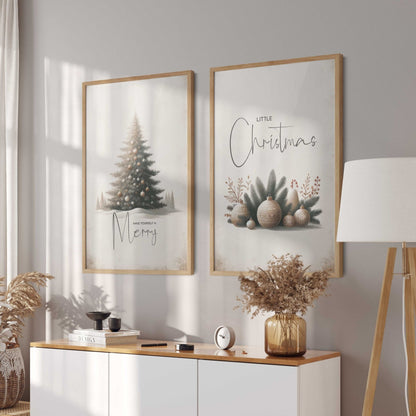 Merry Christmas Prints, Festive Holiday Decor, Christmas Tree Art - WildfieldPrints