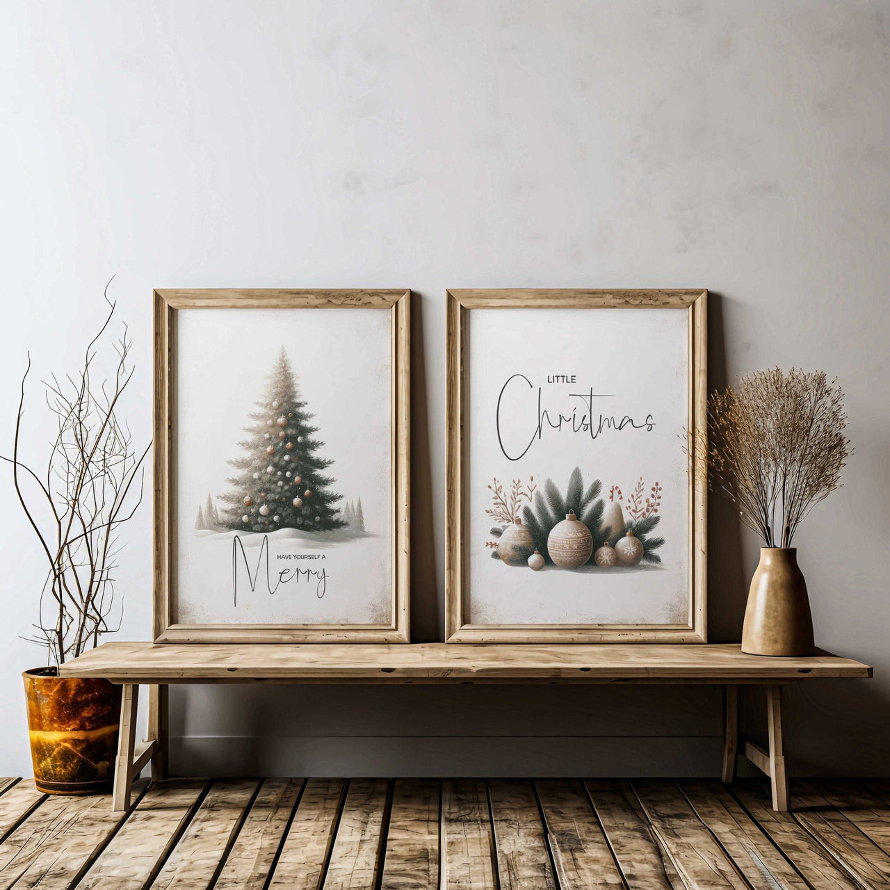 Christmas Tree Print – Holiday Living Room Wall Art • Set of 2