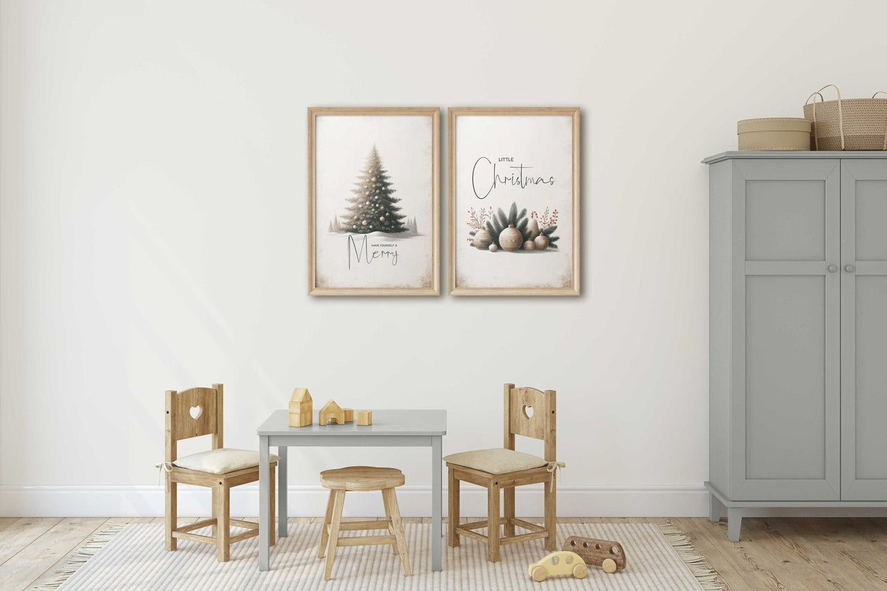 Christmas Tree Print – Holiday Living Room Wall Art • Set of 2