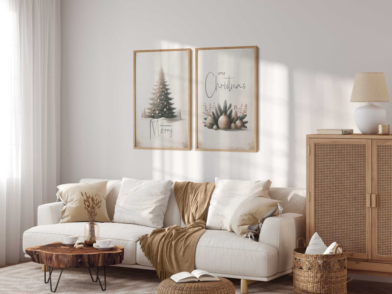 Christmas Tree Print – Holiday Living Room Wall Art • Set of 2