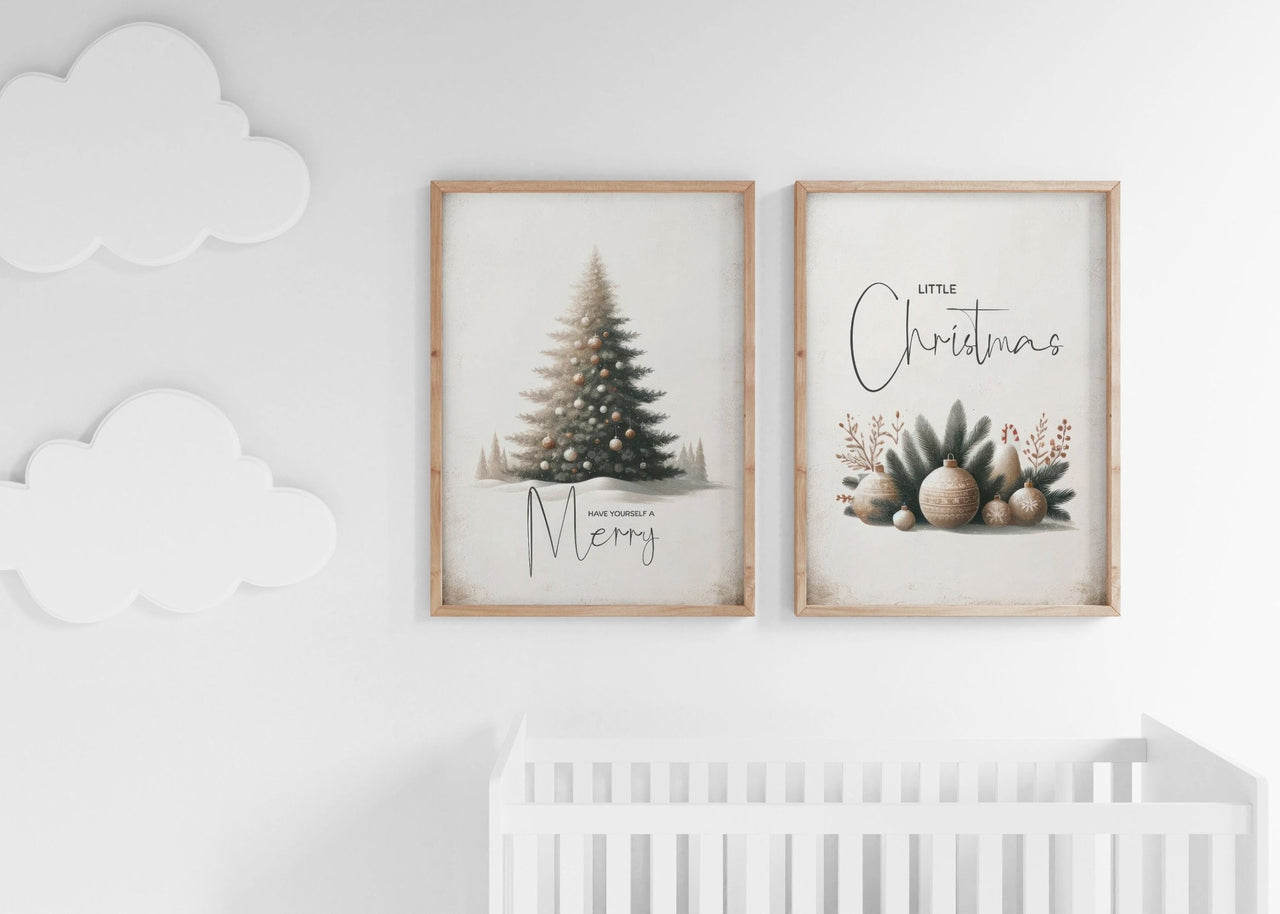 Christmas Tree Print – Holiday Living Room Wall Art • Set of 2
