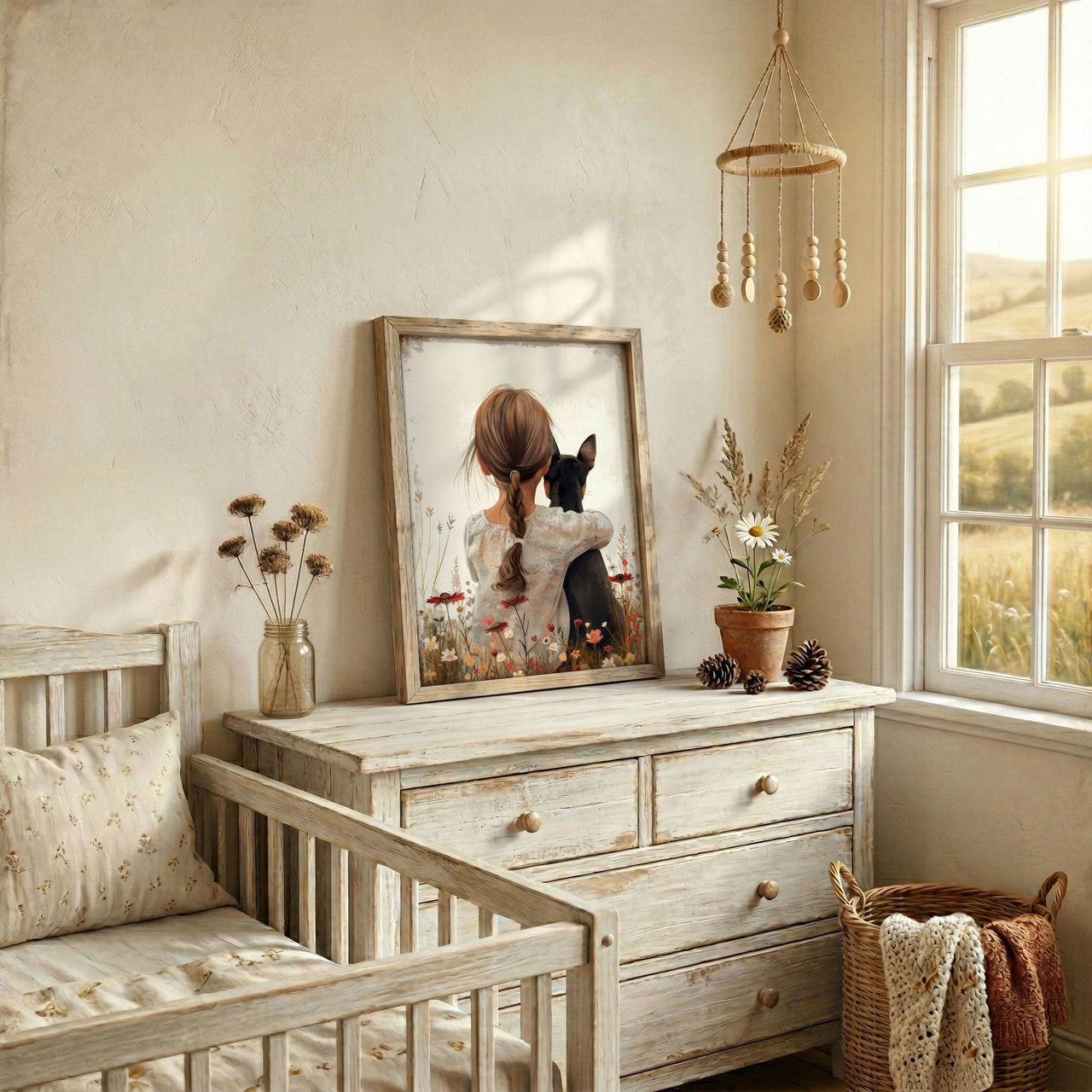 Mini Pinscher Wall Art – Dog Nursery Print for Girls