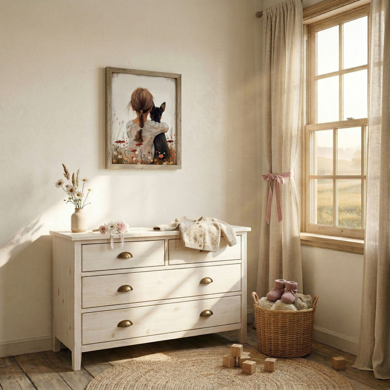 Mini Pinscher Wall Art – Dog Nursery Print for Girls
