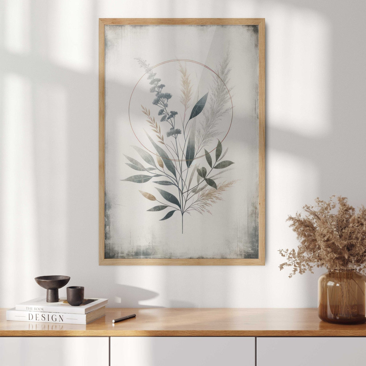 Botanical Circle Wall Art – Plant Living Room Print