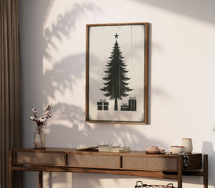 Minimalist Christmas Tree Print, Modern Holiday Wall Decor - WildfieldPrints