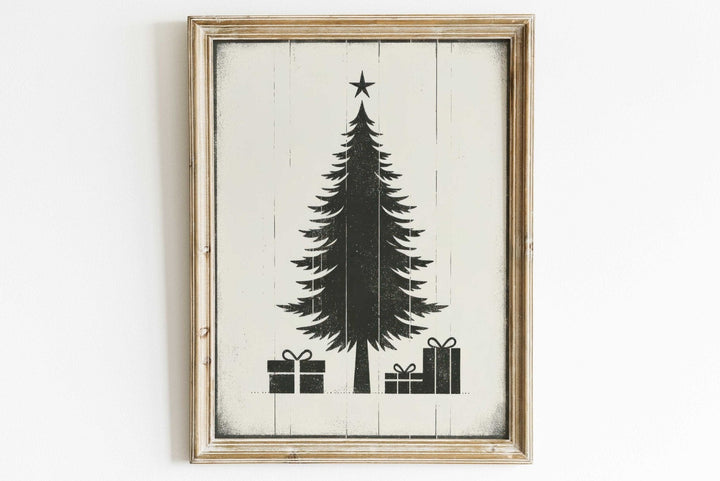 Minimalist Christmas Tree Print, Modern Holiday Wall Decor - WildfieldPrints