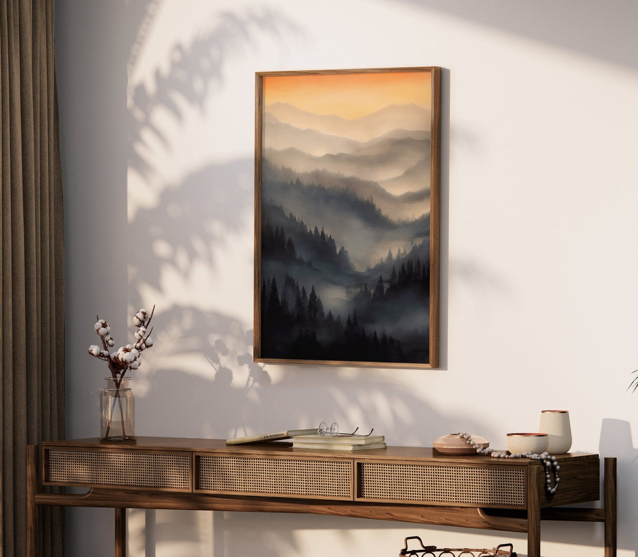 Misty Forest Wall Art – Nature Living Room Print