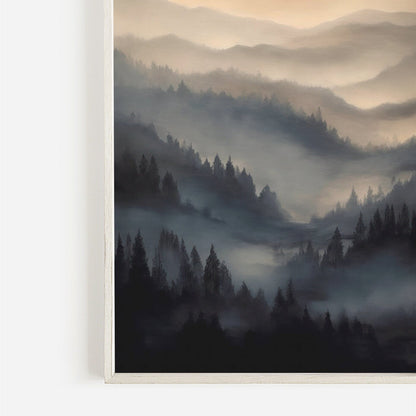 Misty Forest Print, Watercolor Landscape Decor, Nature Wall Art - WildfieldPrints