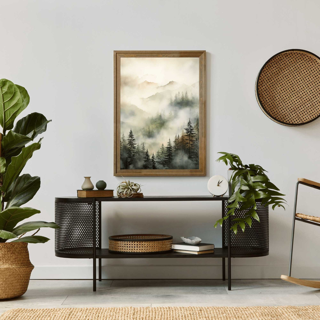 Misty Forest Wall Art – Nature Living Room Print
