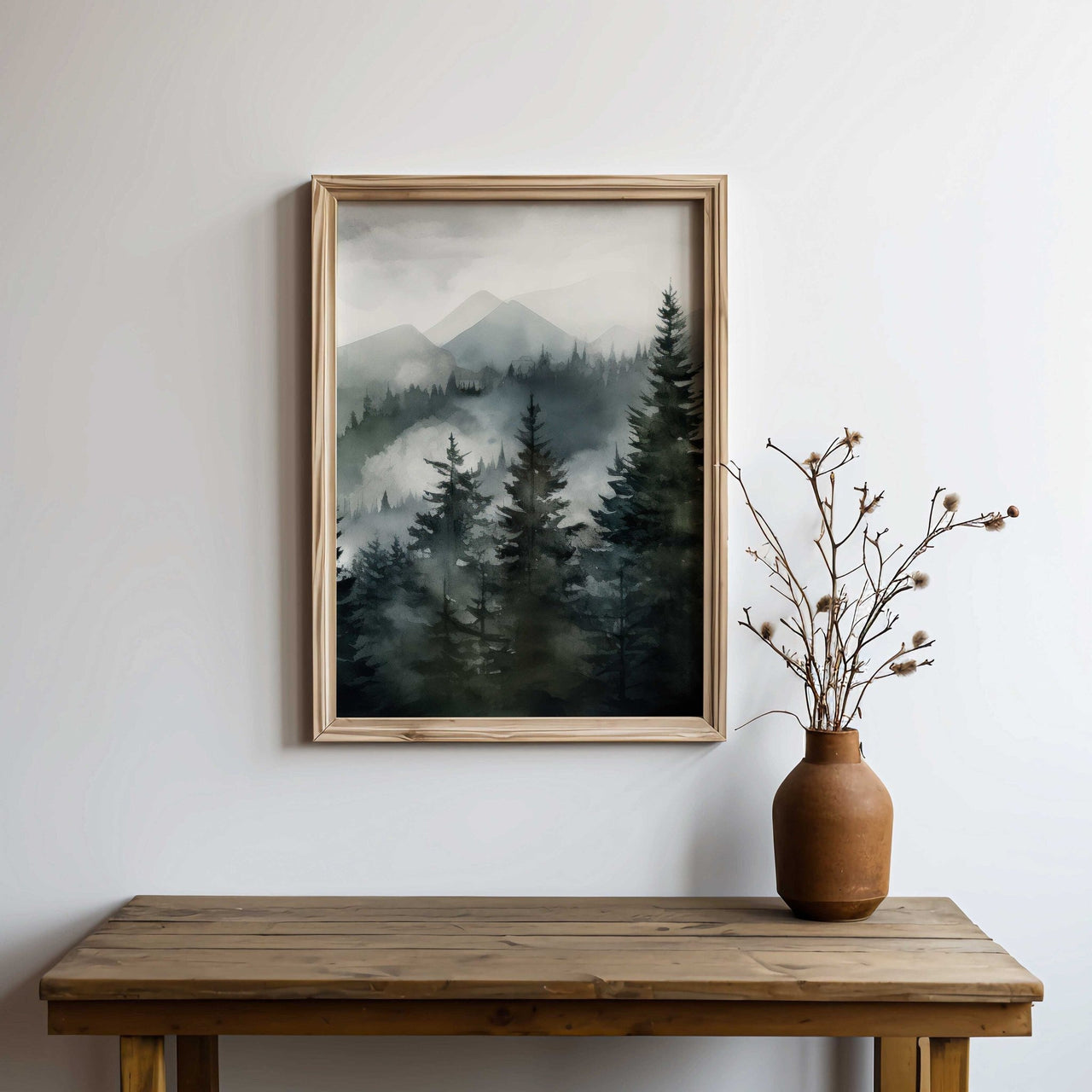 Misty Forest Wall Art – Nature Living Room Print