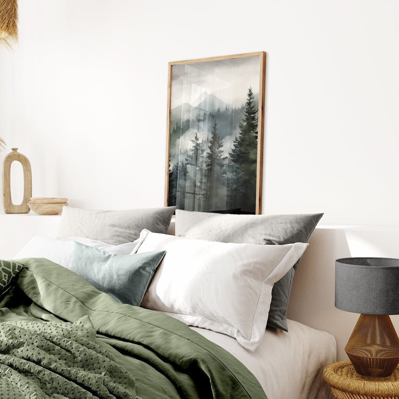 Misty Forest Wall Art – Nature Living Room Print