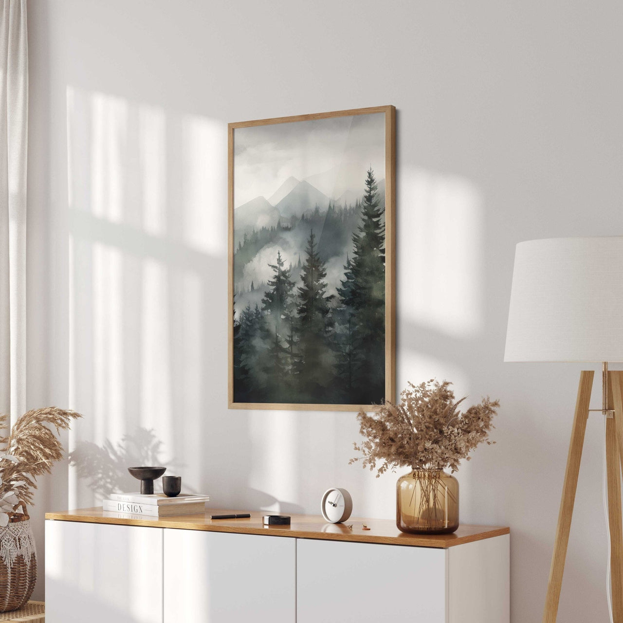 Misty Forest Wall Art – Nature Living Room Print