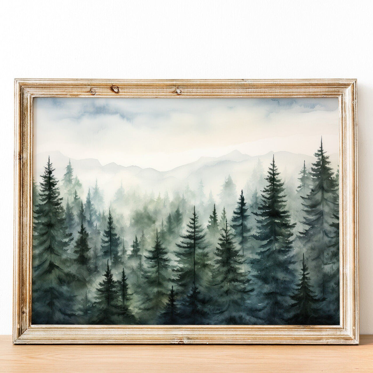 Misty Forest Wall Art – Nature Living Room Print