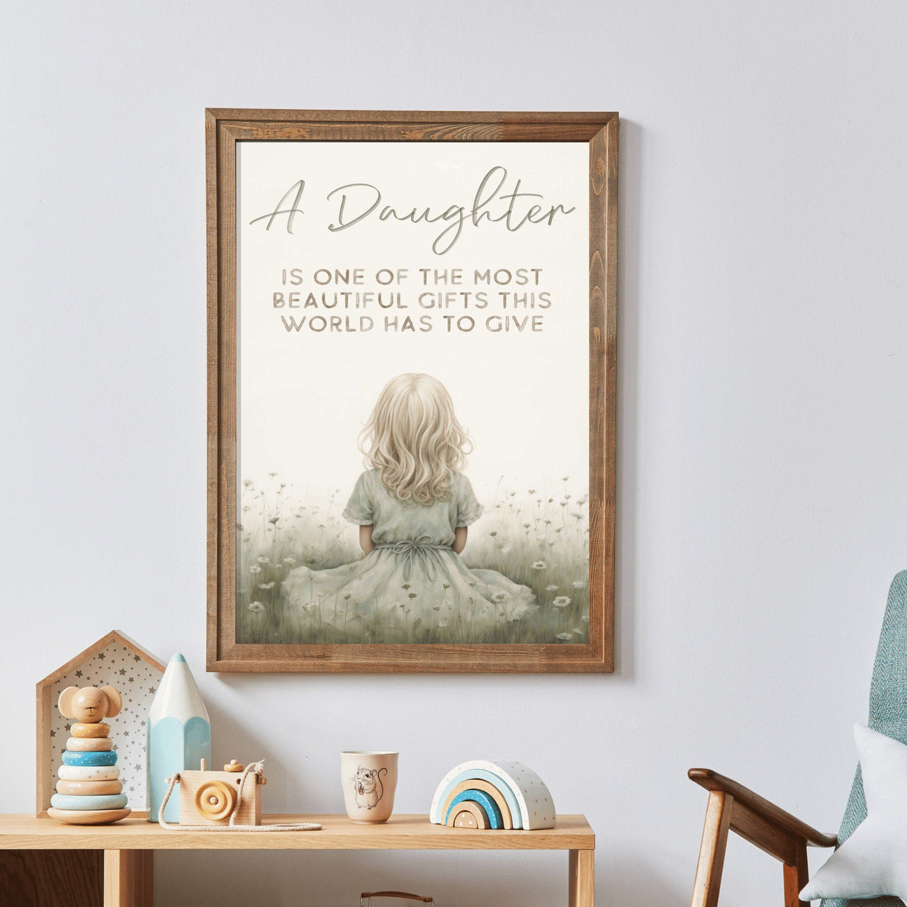 Daughter Wall Art – Floral Nursery Print