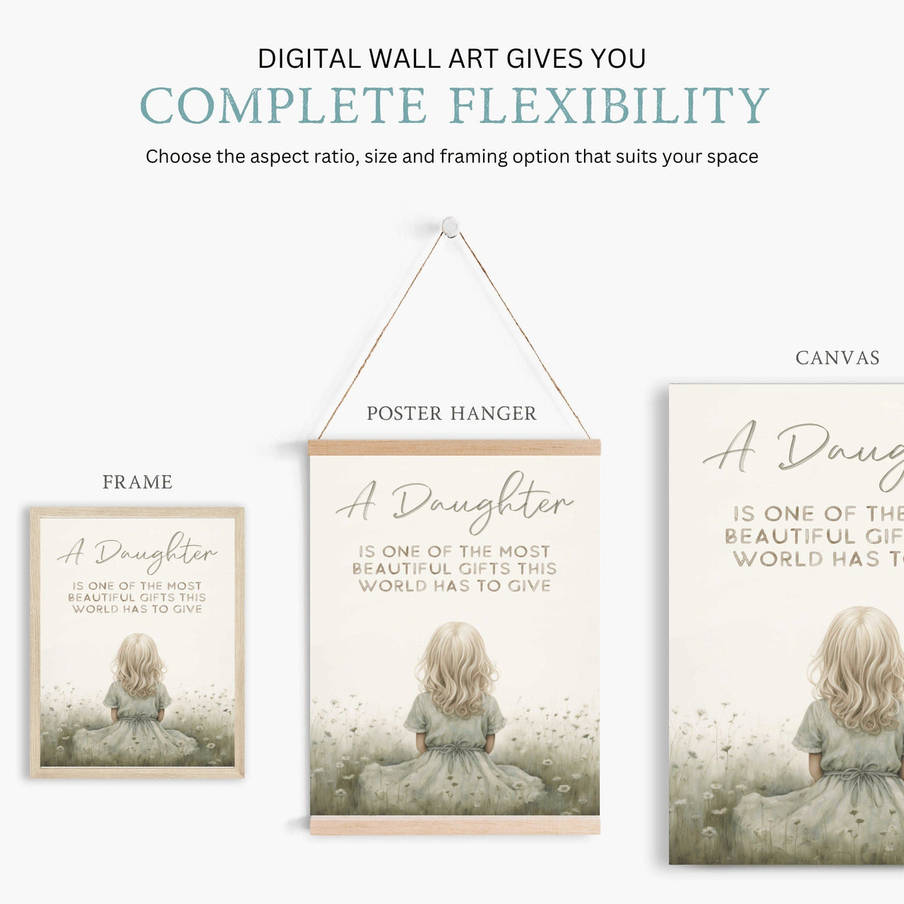 Daughter Wall Art – Floral Nursery Print