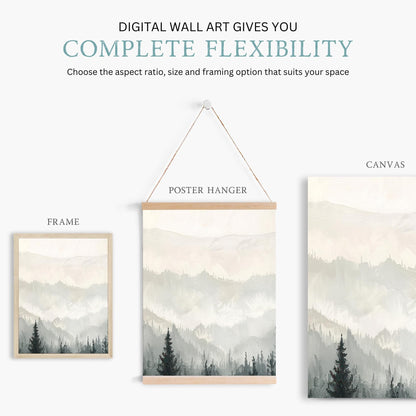 Monochrome Forest Triptych, Black & White Painting, Living Room Decor - WildfieldPrints