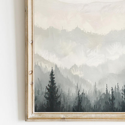 Monochrome Forest Triptych, Black & White Painting, Living Room Decor - WildfieldPrints