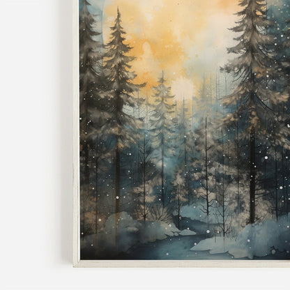 Moody Forest Print, Watercolor Landscape Decor, Nature Lover's Gift - WildfieldPrints