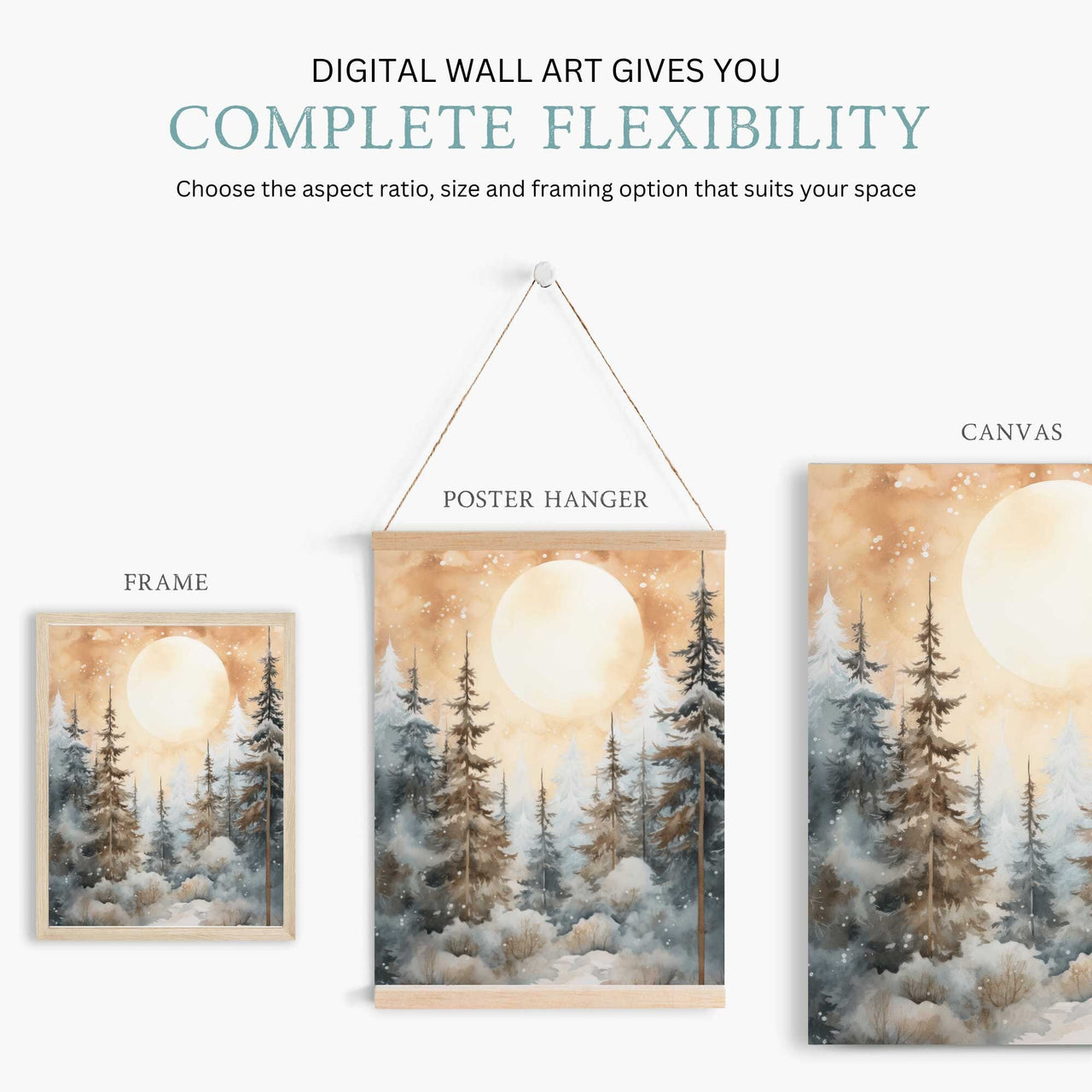 Snowy Spruce Wall Art – Nature Living Room Print