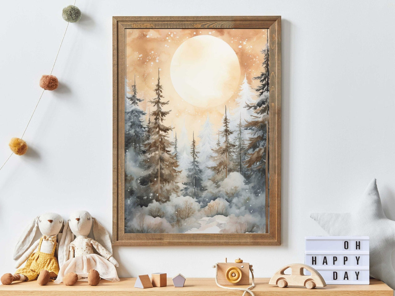 Snowy Spruce Wall Art – Nature Living Room Print