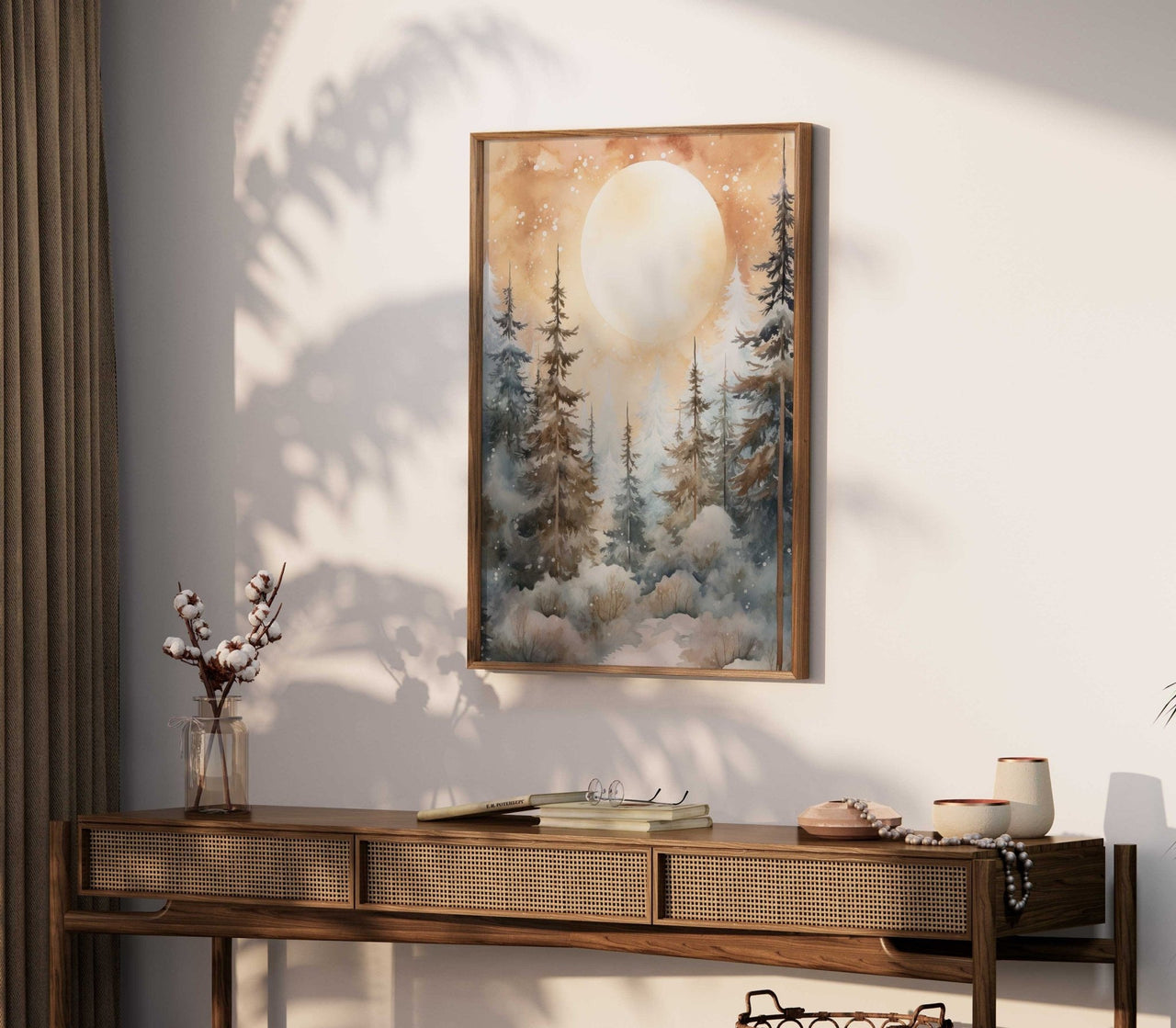 Snowy Spruce Wall Art – Nature Living Room Print