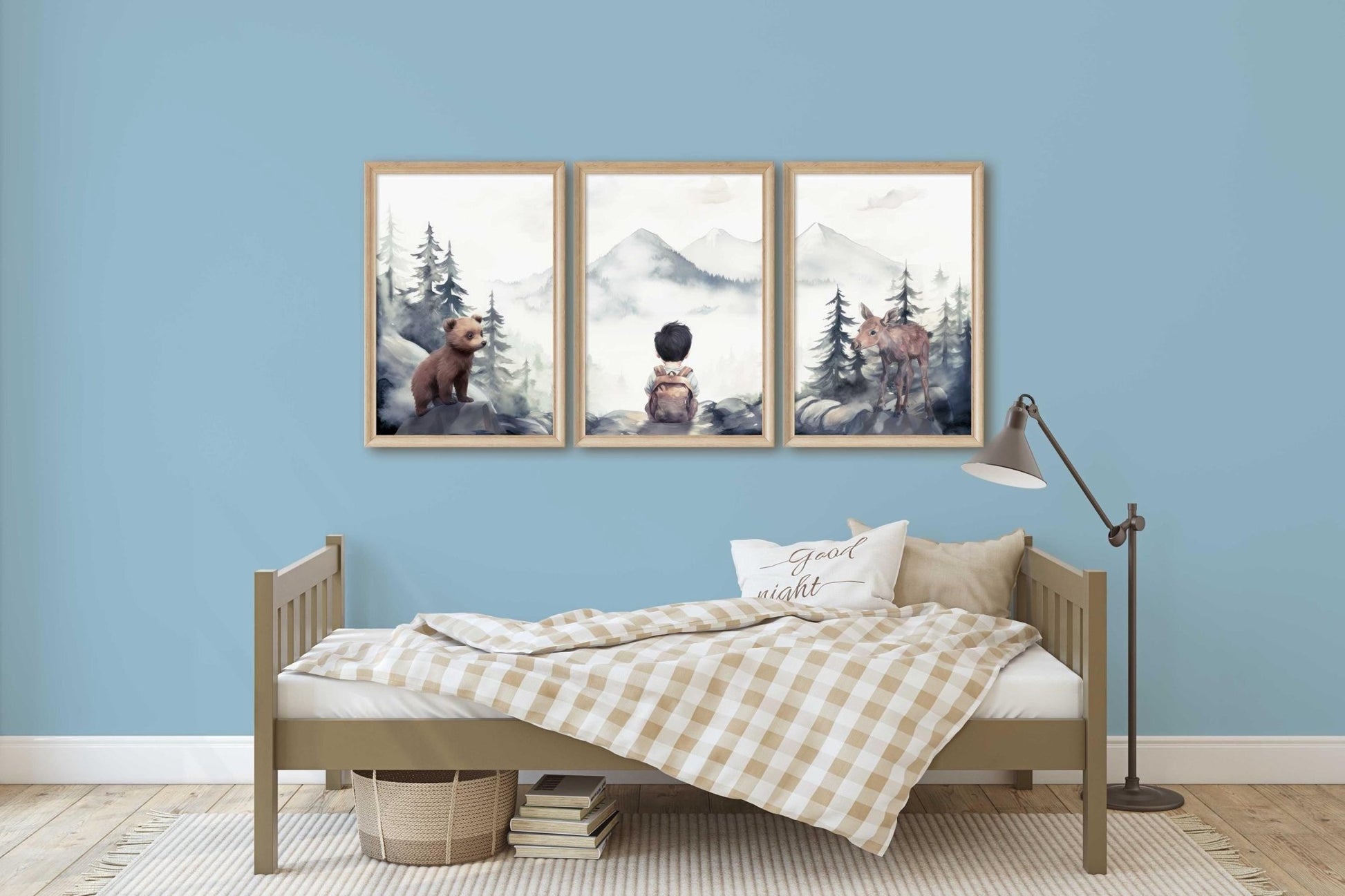 Moose & Bear Nursery Decor, Woodland Animal Prints, Boy's Room Art - WildfieldPrints